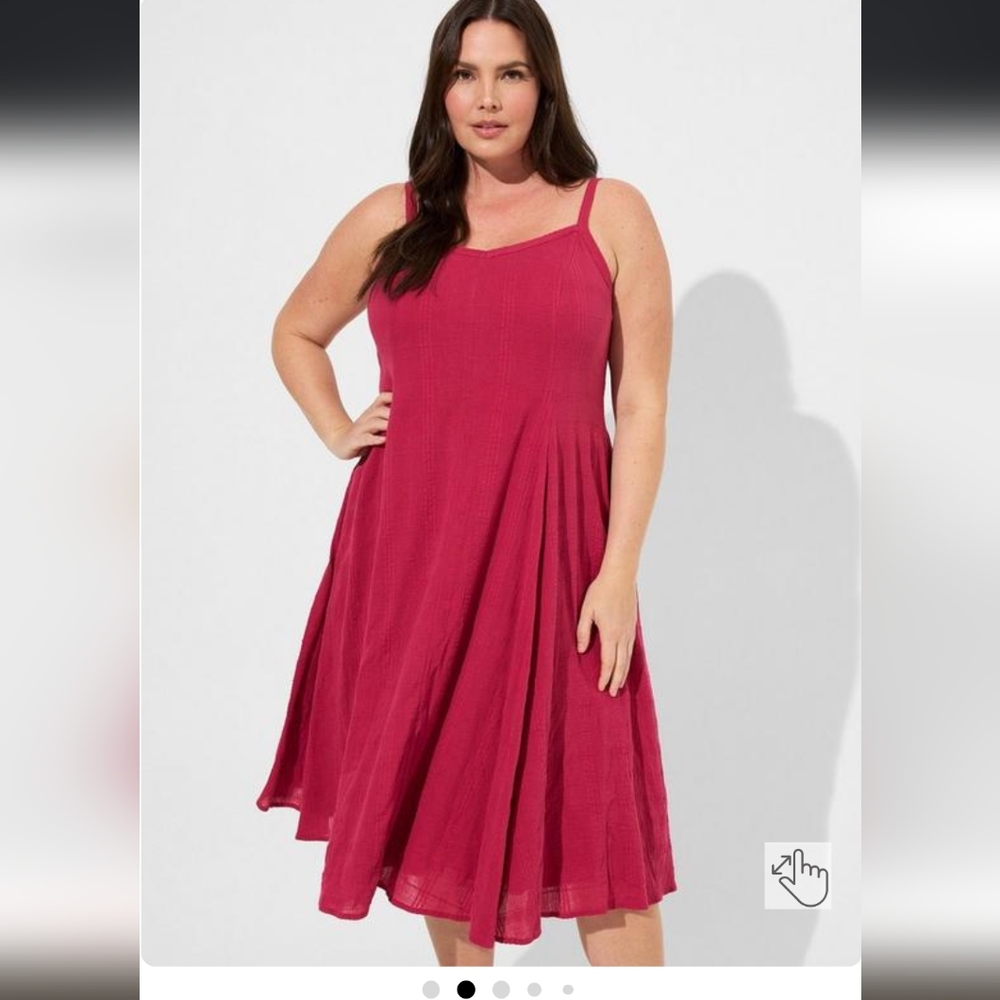 Torrid pink midi textured cotton trapeze dress Size 1 (1x)